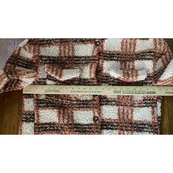 Vintage Women Fall Plaid Sherpa Like Jacket- Comfy, Oversized Long Sleeve Warm - Picture 8 of 8